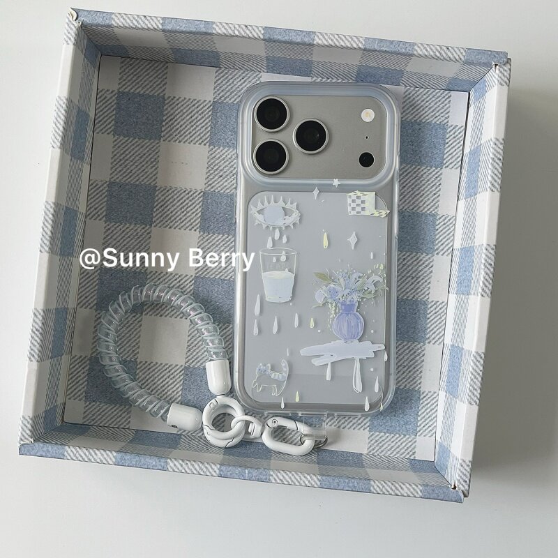 Phone Cases Y2K - Korean Ins Blue Tear Vase Illustration
